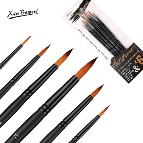 Set 6 Pinceles Acrílico, Oleo, Acuarela Xin Bowen