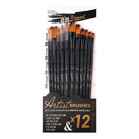 Set 12 Pinceles Acrílico, Oleo, Acuarela Xin Bowen