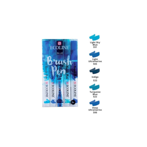 Ecoline Marcador Acuarelable De Tinta Talens X 5 Azules