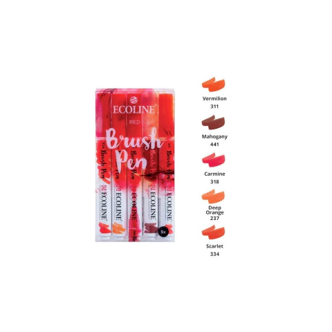 Ecoline Marcador Acuarelable De Tinta Talens X 5 Rojos