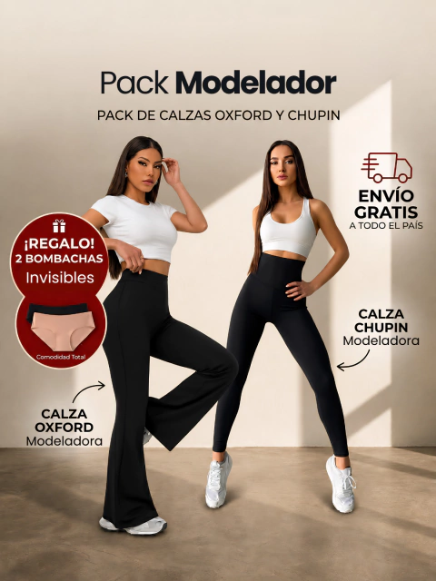 PACK X2 - Calza Oxford Modeladora + Calza Chupin + 2 Bombachas segunda Piel + Envío Gratis