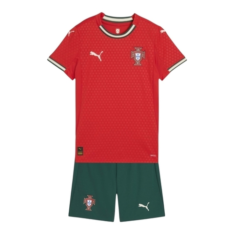 Kit Infantil Seleção Portugal I 25/26 - Puma - Vermelho e verde