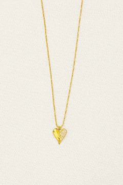 Colar coração metade cravejado na internet