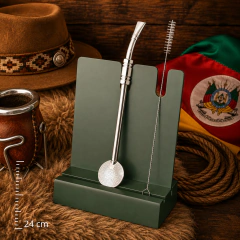 Bomba de Chimarrão Mil Furos Full Inox 24 cm com Resfriador