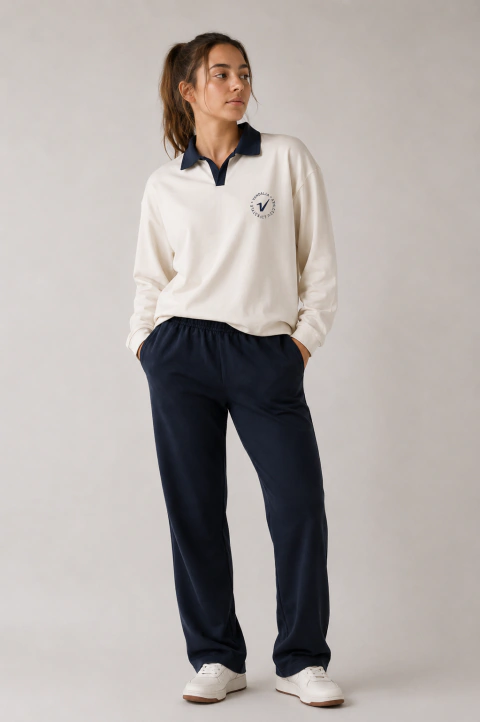 Pantalón Recto Mom - Azulino