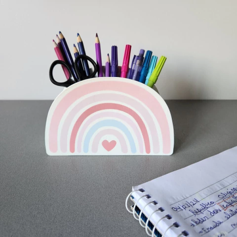 PORTA CANETA DUPLO ARCO-ÍRIS ROSA - comprar online