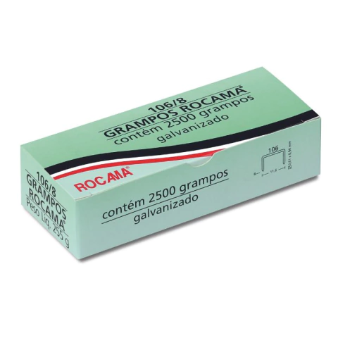 Grampo 8mm Zincado Grampeador Manual 106/8 Rocama