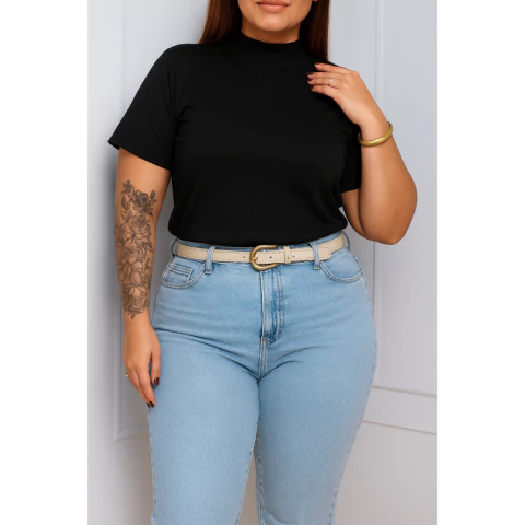 T-Shirt Plus Size Feminina Gola Alta 100% Algodão | Camiseta Básica GG ao G4 (Pronta Entrega)(Verde,G3) - comprar online