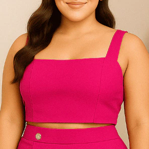 Cropped Plus Size Feminino – Alça Larga, Decote Quadrado , estica – G GG G1 G2, Promoção(Preto,GG -46) - comprar online