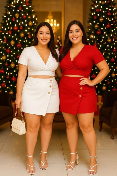 Conjunto Plus Size Feminino - Short saia e Cropped Moda Verão G ao G1(Bege,G1 (48 ao 52)) - comprar online