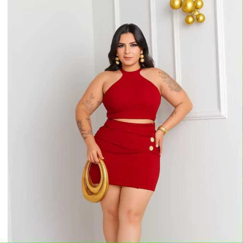 Conjunto Plus Size Feminino, Estilo para Festas e para Cotidiano. G GG G1 e G2(Verde Bebê,G1 (48 ao 50)) - comprar online