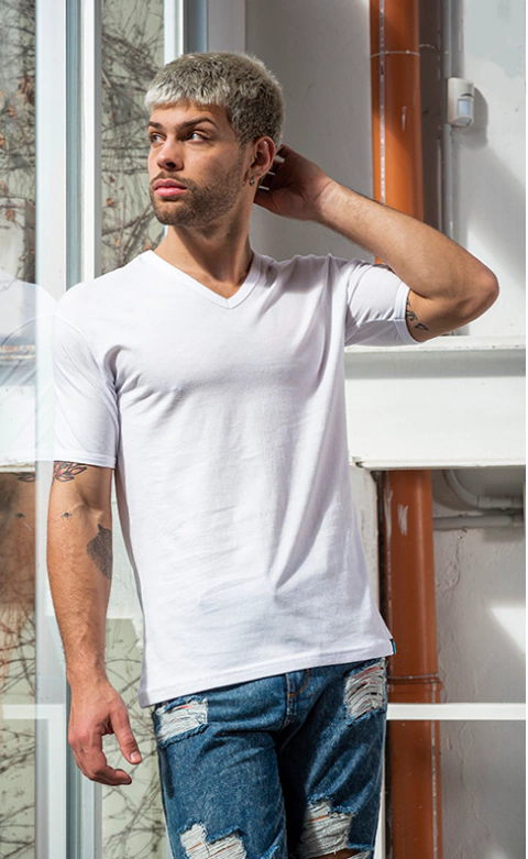 Camiseta Jersey de Algodon Escote en V Mangas Cortas ART 1072 Tipico - comprar online