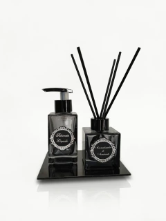 Kit Vidro Squar + Cubo 100ml | Difusor de varetas + Sabonete Líquido | Sem Líquido
