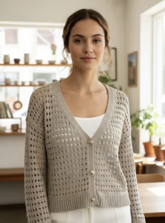 Cardigan Tejido Calado - Santo Karma
