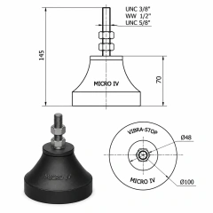 VIBRA STOP MICRO IV 5/8X100MM- 1200 KG - Dra da Borracha