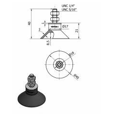 VENTOSA VIBRA STOP I 1/4X40MM - 25KG ( INOX ) - loja online