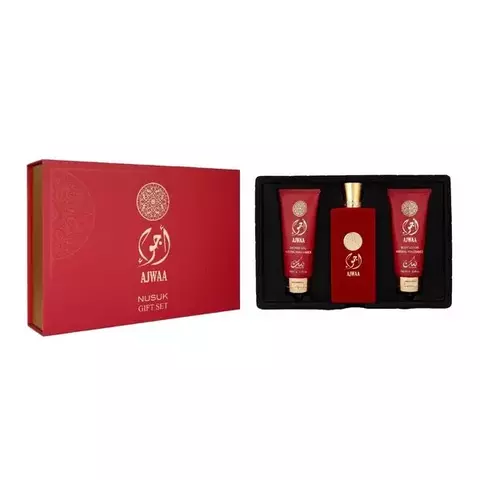 NUSUK AJWAA RED KIT 3 EM 1 – PERFUME + LOÇÃO + SHOWER GEL