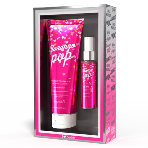 KIT POKOLOKA LOÇÃO CORPORAL 240ML + BODY SPLASH 60ML MORANGO POP
