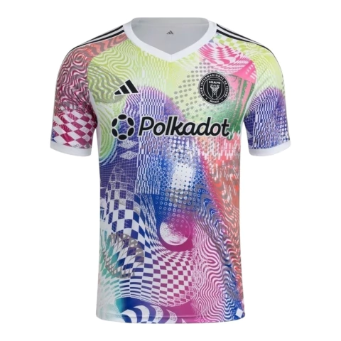 Camisa Inter Miami Pré-jogo 25/26 - Torcedor Adidas Masculina - Branca com detalhes coloridos