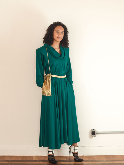 VESTIDO GOLA DRAPEADA