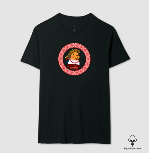 Camiseta de Algodão Peruano Capivara Capiucraína com Bordado