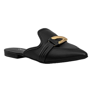 Mule Preto Ponta Fina Fivela Triangular | Beira Rio