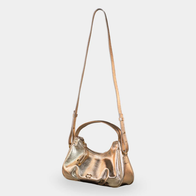 Bolsa Ouro com Franzido e Detalhes Dourados na internet