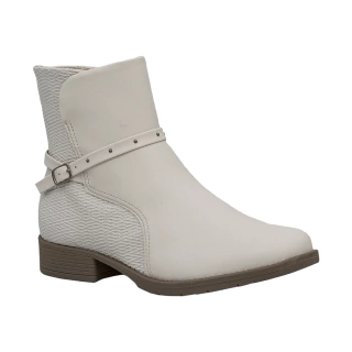 Bota Fivela Detalhe Texturizado Off White