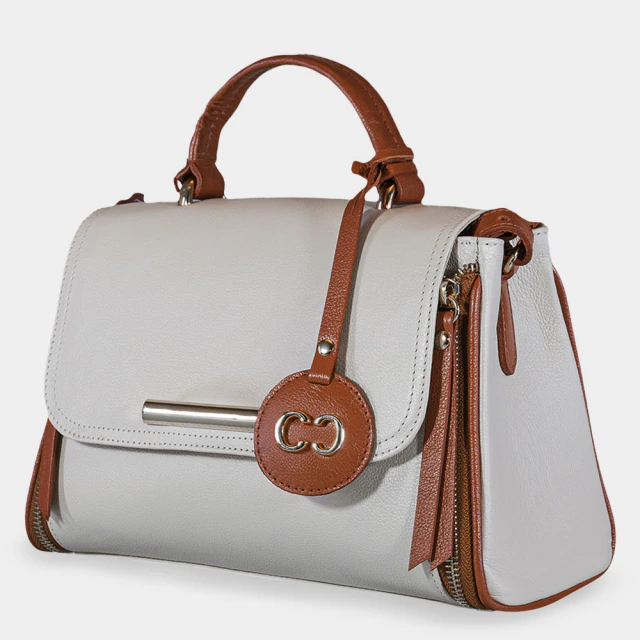 Bolsa Zíper Off White e Camel - comprar online