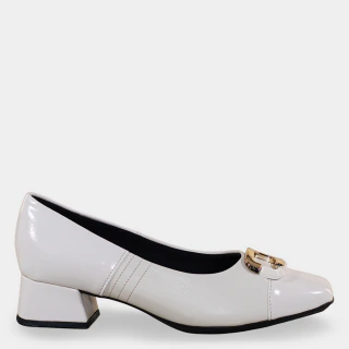 Sapato Fivela Metalizada Off White