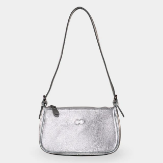 Bolsa Ombro Prata Logo Frontal