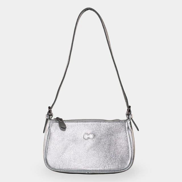Bolsa Ombro Prata Logo Frontal
