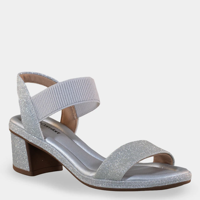 Sandália Tira Central Elástica Prata - Lojas Comfort