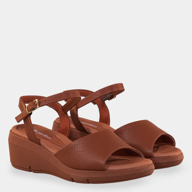 Sandália Anabela Ocre - Lojas Comfort