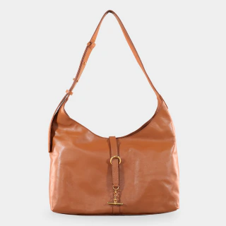 Bolsa Ombro Detalhe Metálico Camel