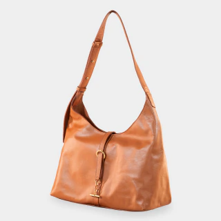 Bolsa Ombro Detalhe Metálico Camel