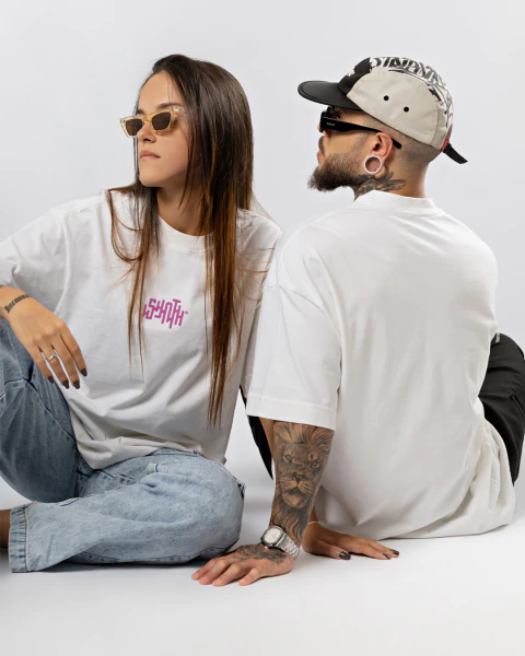 Oversized Basic - OffWhite/Magenta - comprar online