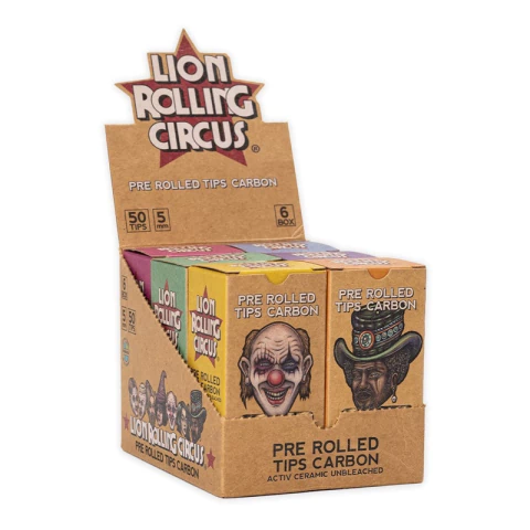 Filtros Tips Pre Rolled Lion Rolling Circus Carbón Activado Sin Sabor