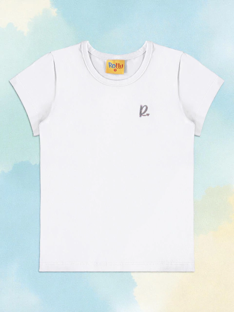 Blusa em Cotton – Menina (Branco / Rosa Ballet)