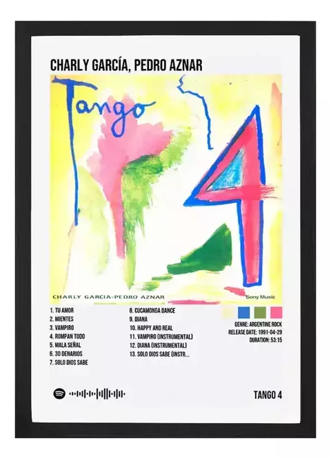 Cuadro Charly García 4K en Papel Fotográfico con Marco de Madera y Vidrio Desmontable