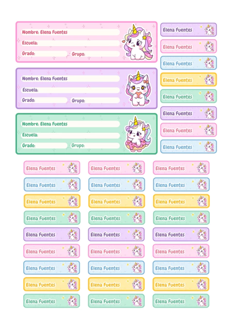 Plancha escolar A4 DTF UV - Unicornios II
