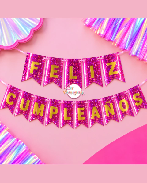 Banderin Feliz Cumpleaños Holograficos
