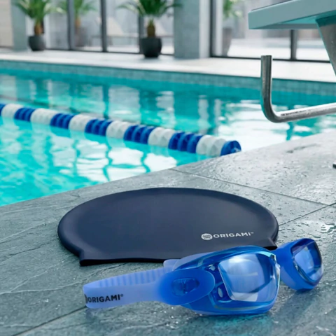 Kit Natacion Antiparras Adulto Origami Gorra Silicona Sr