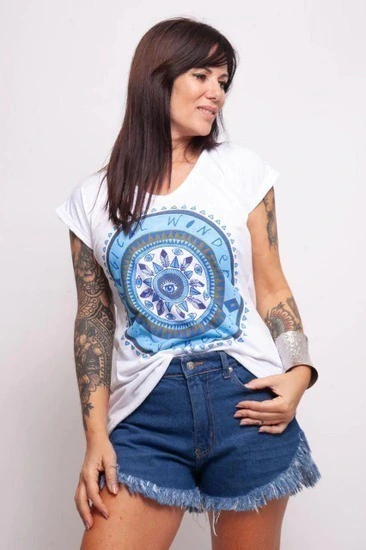 Remera Manga Corta Estampada Mandala