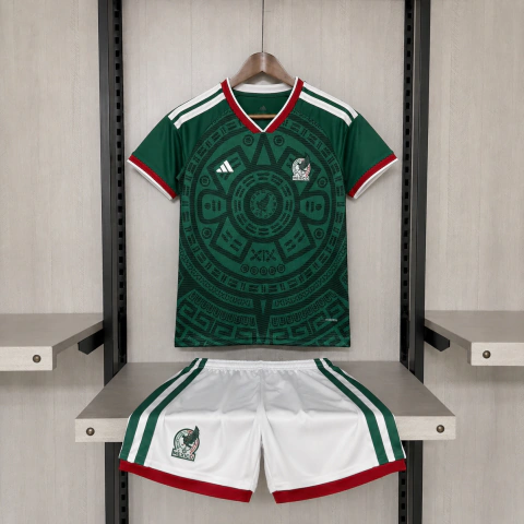 Kit Infantil Seleção México Home I Copa do Mundo 2026 - Conjunto Unissex - Verde (Pronta Entrega)