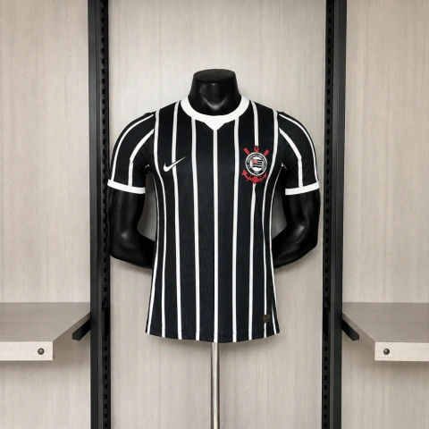 Camisa Timão Away II 26/27 - Jogador Masculina - Preta com listras Brancas