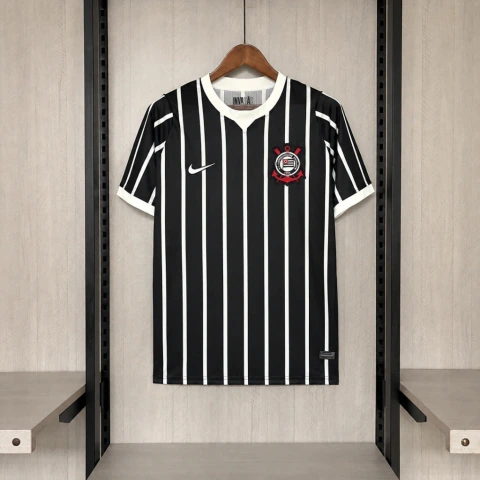 Camisa Timão Away II 26/27 - Torcedor Masculina - Preta com listras Brancas (Pronta Entrega)
