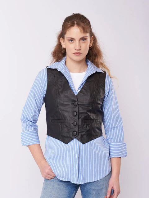 CHALECO CUERO CLAIRE BLACK