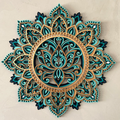 Mandala Flor de Lótus - azul e turquesa