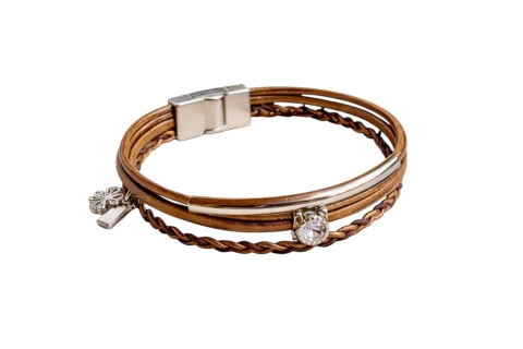 Pulseira em Couro Feminina Ouro - comprar online